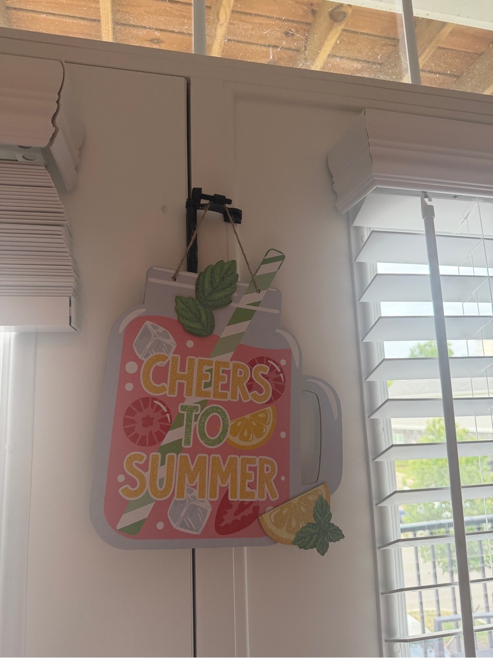 "Cheers to Summer" Pink Jar Wall Sign - Seasonal Home Wall Decor
